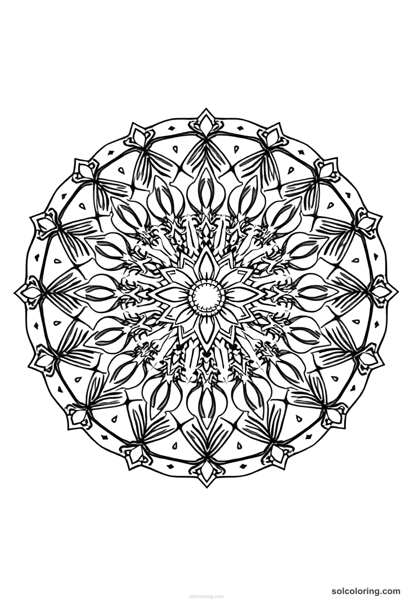 Mandala The barber's six foolish brothers mandala coloring page for kids