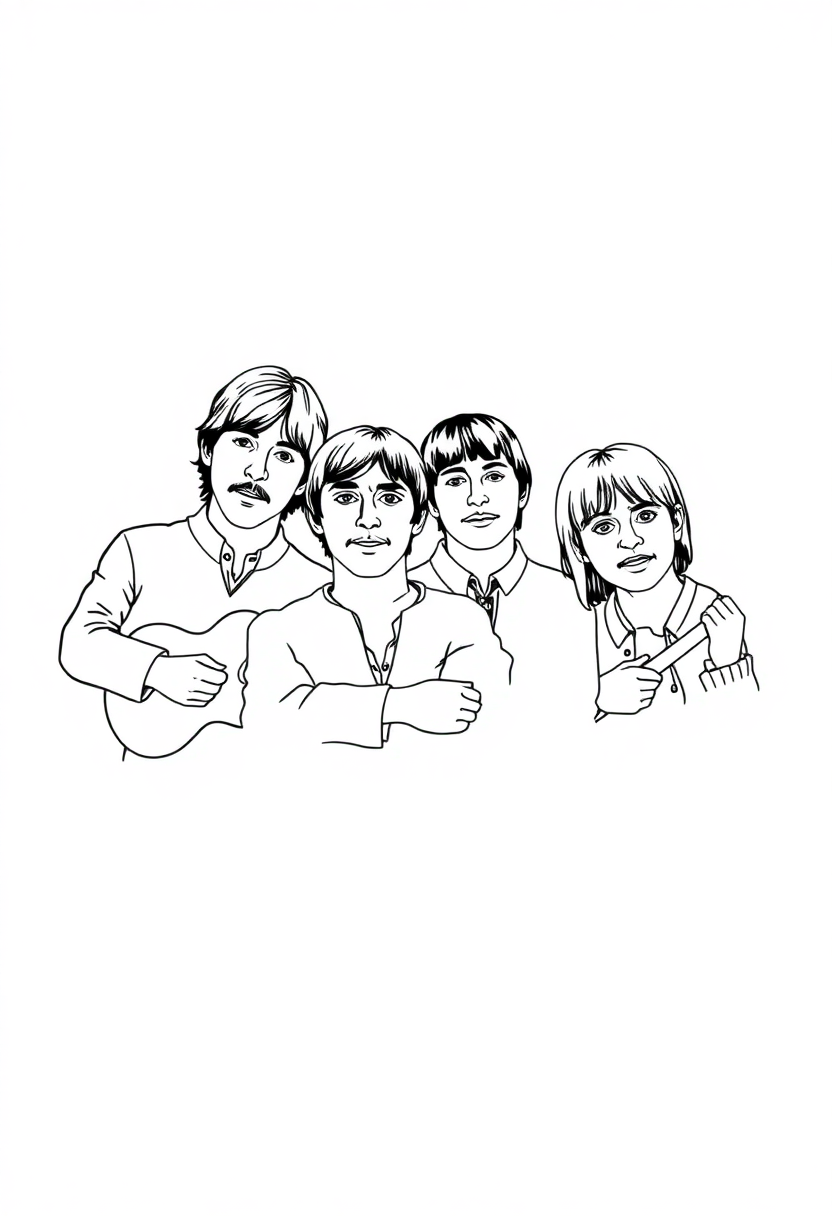 The Beatles Band Members coloring page, free printable