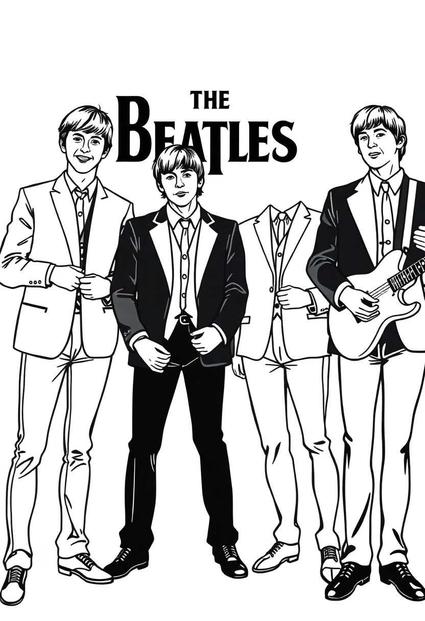 The Beatles Band Members coloring page, free printable