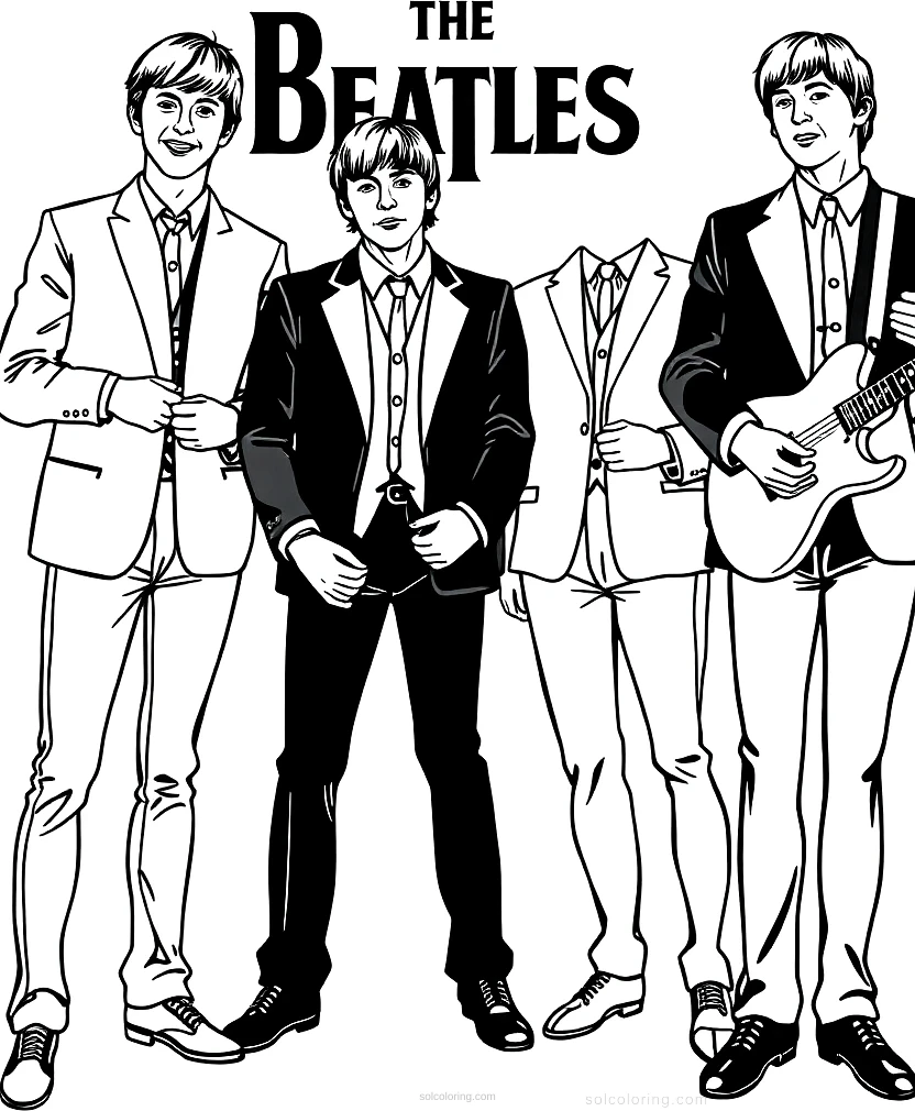 The Beatles Band Members coloring page for kids