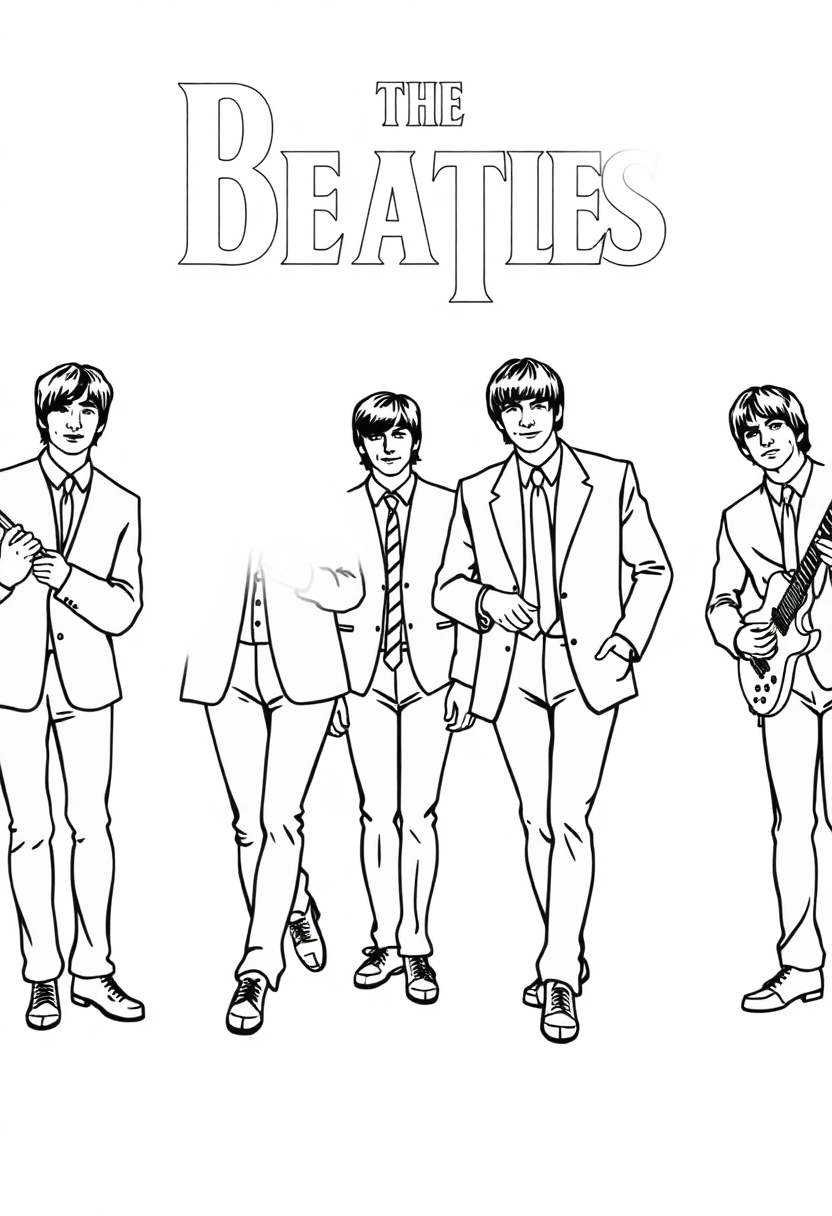 The Beatles Band Members coloring page, free printable