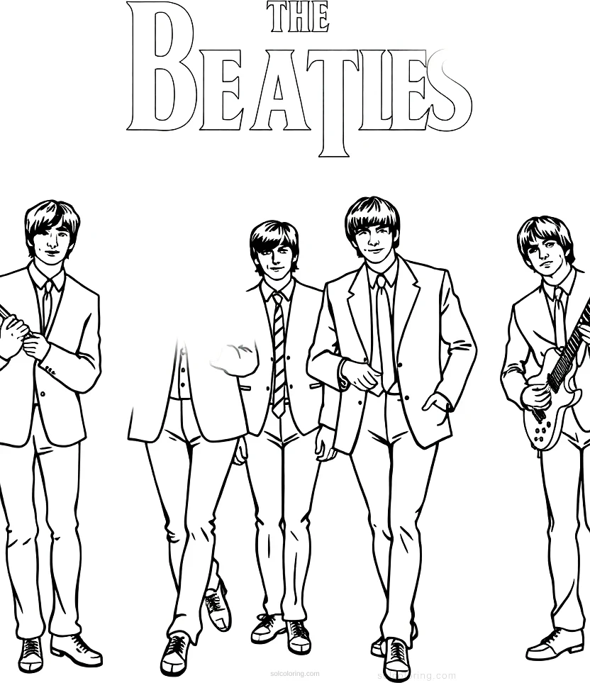 The Beatles Band Members coloring page for kids