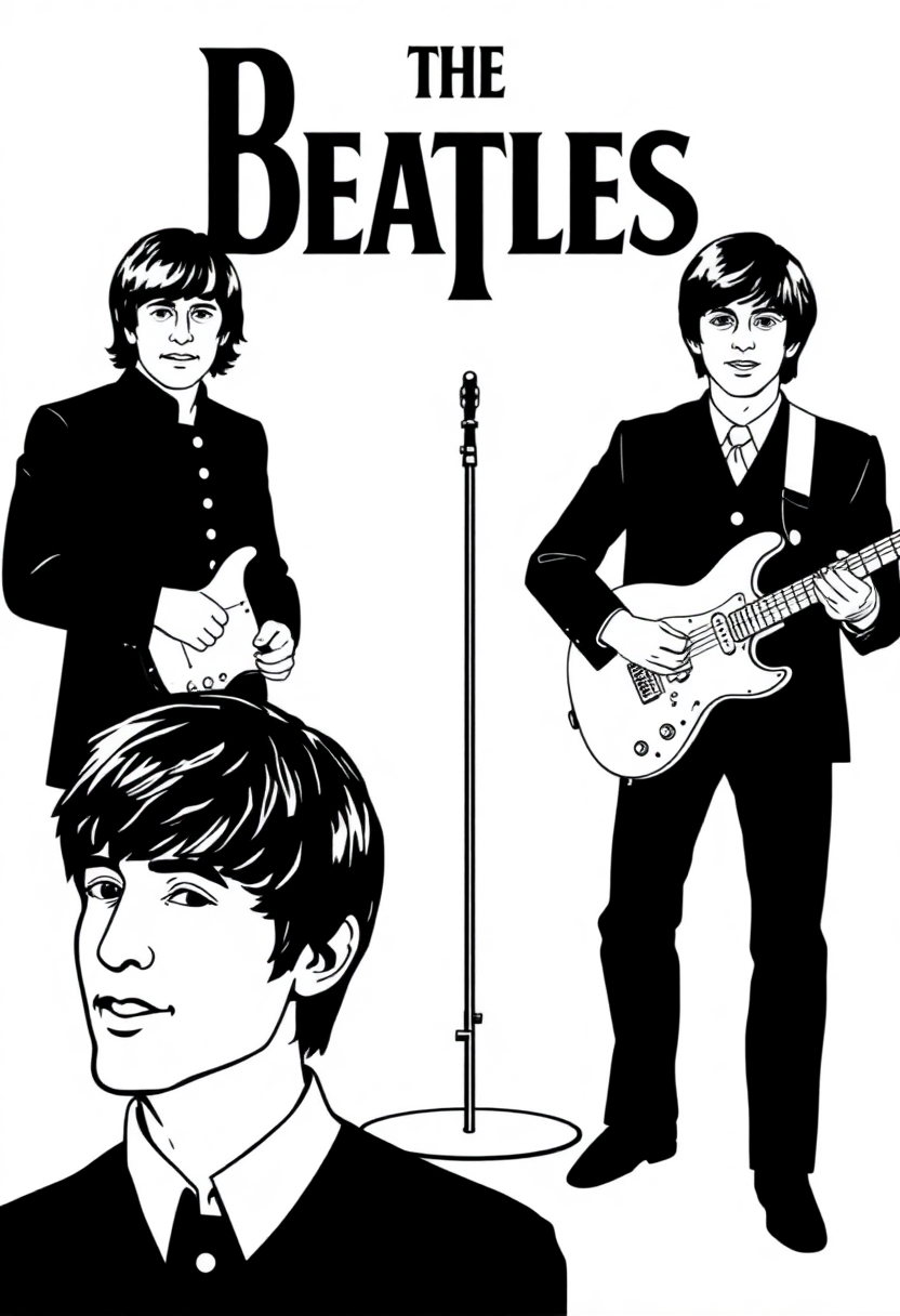 The Beatles Band Members coloring page, free printable