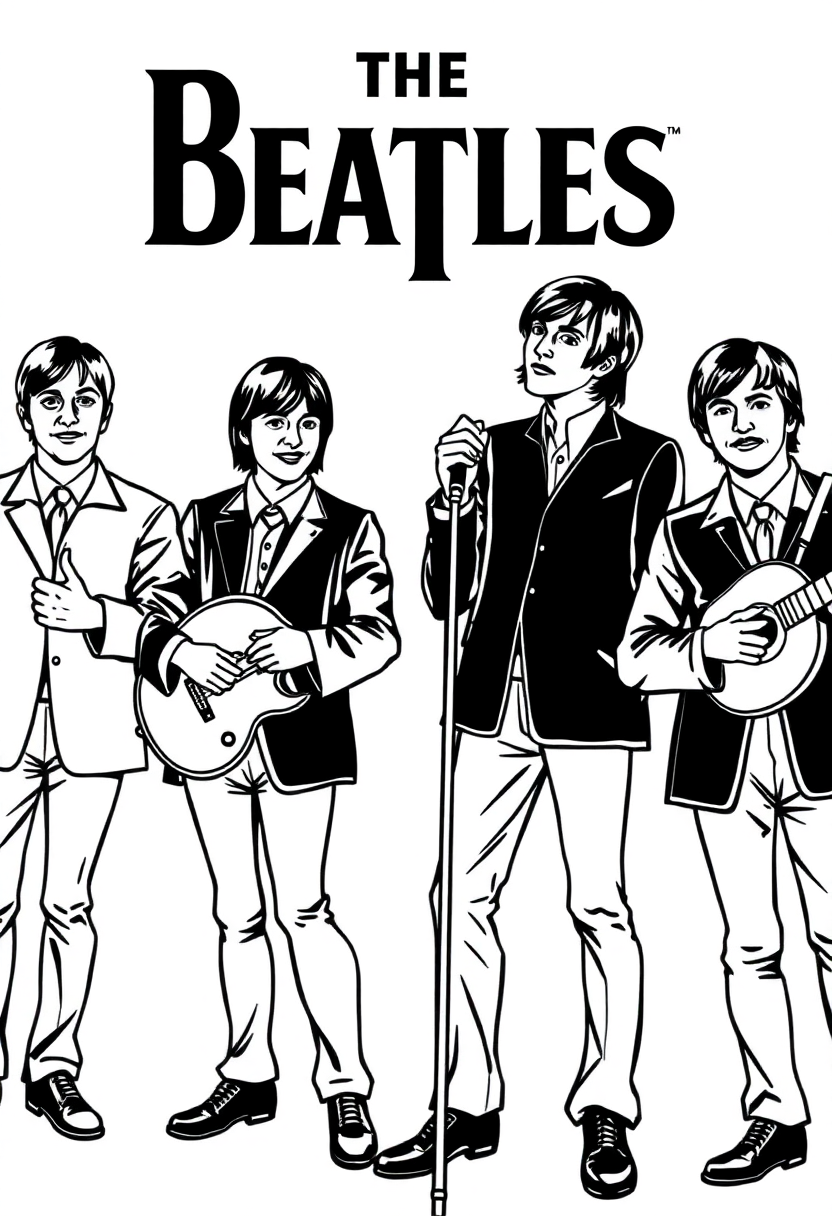 The Beatles Band Members coloring page, free printable