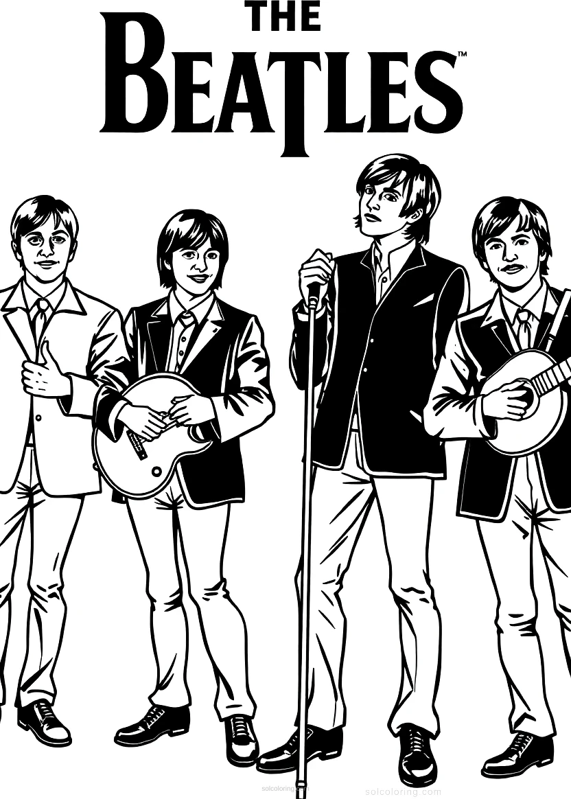 The Beatles Band Members coloring page for kids