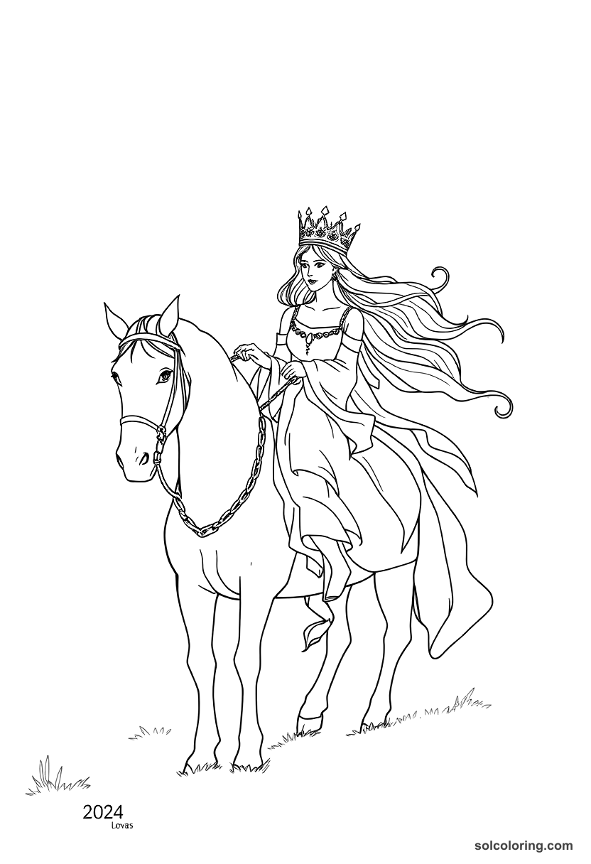 The Beautiful Queen Riding Out To Meet Her Secret Lover coloring pages