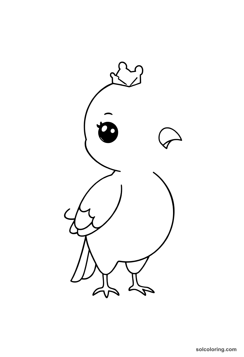 Cute Cartoon The bird princess transforming back from her avian form coloring page, free printable cute cartoon style