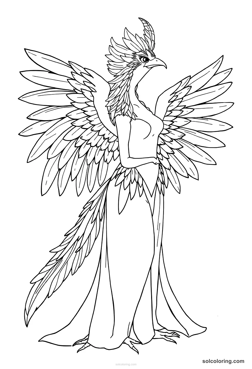 The Bird Princess Transforming Back From Her Avian Form coloring pages