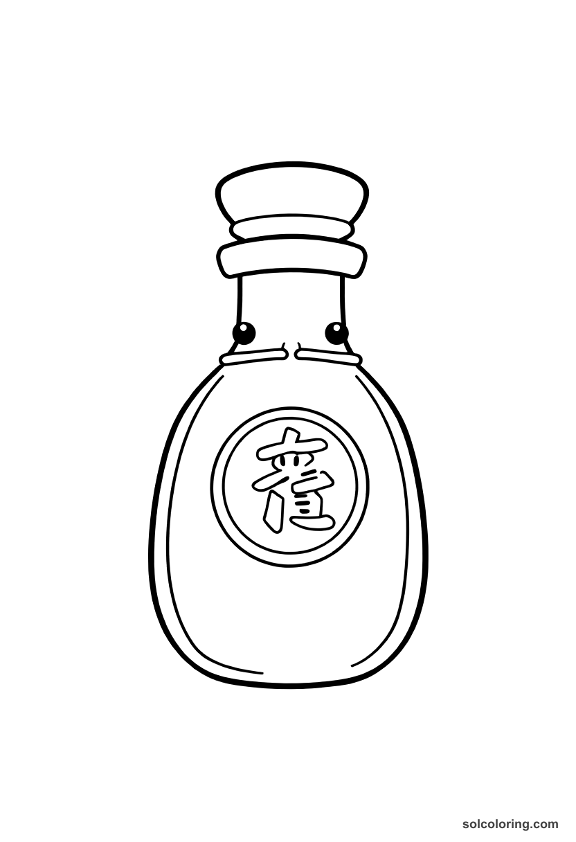 Chibi The brass bottle sealed with Solomon's seal coloring page, free printable chibi style