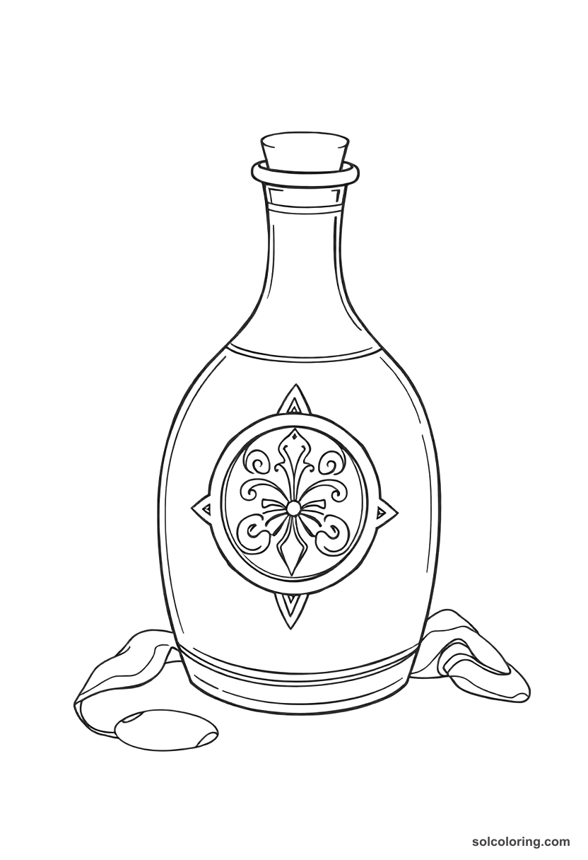 The brass bottle sealed with Solomon's seal coloring page, free printable detailed style