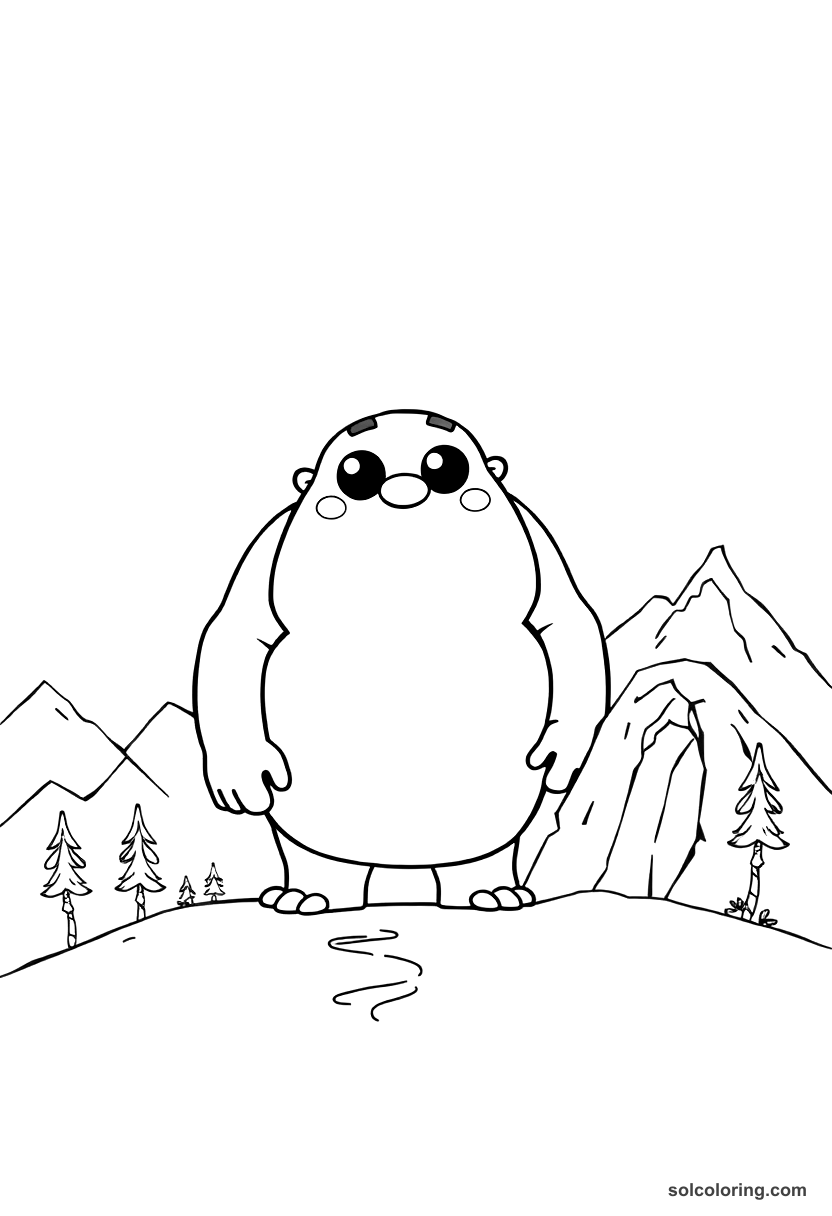 Cute Cartoon The bronze giant guarding the mountain pass coloring page, free printable cute cartoon style