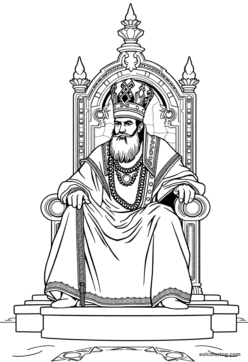 The Caliph Haroun Al Rashid On His Golden Throne coloring pages