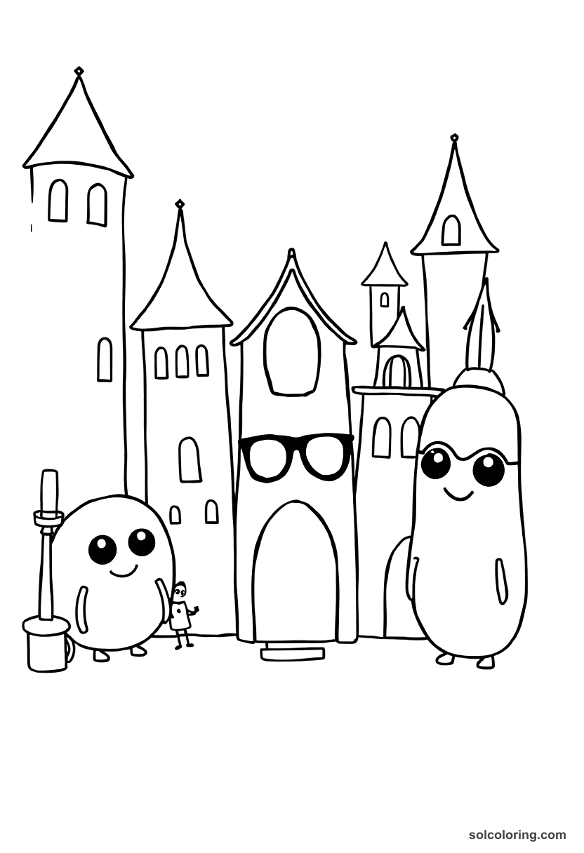 Cute Cartoon The city of thieves and tricksters coloring page, free printable cute cartoon style