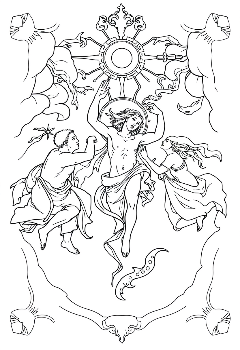 The Creation of Adam Ceiling coloring page, free printable