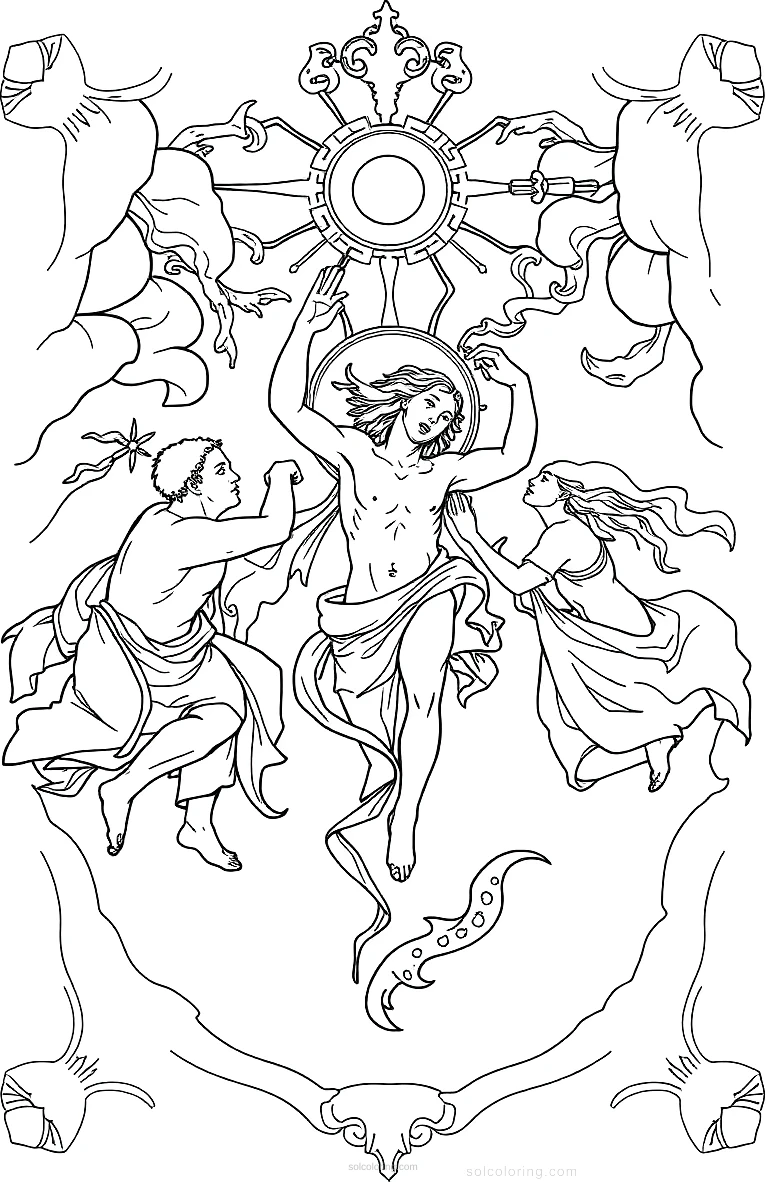The Creation of Adam Ceiling coloring page for kids