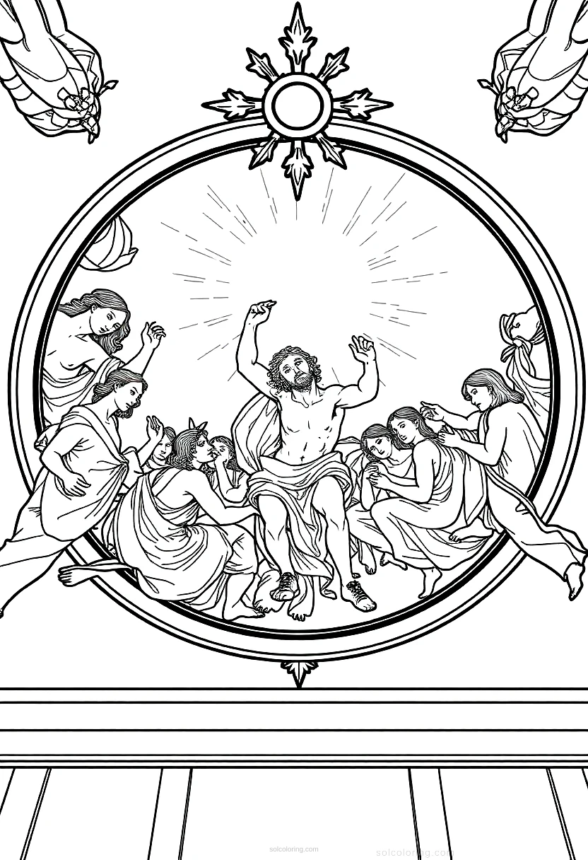 The Creation of Adam Ceiling coloring page for kids