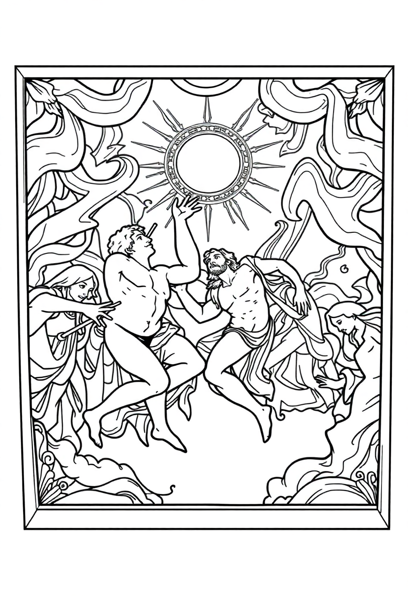 The Creation of Adam Ceiling coloring page, free printable