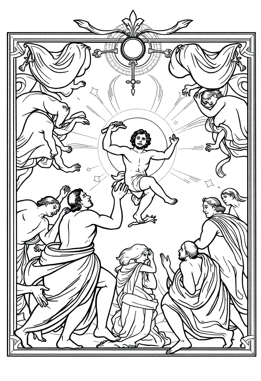 The Creation of Adam Ceiling coloring page, free printable