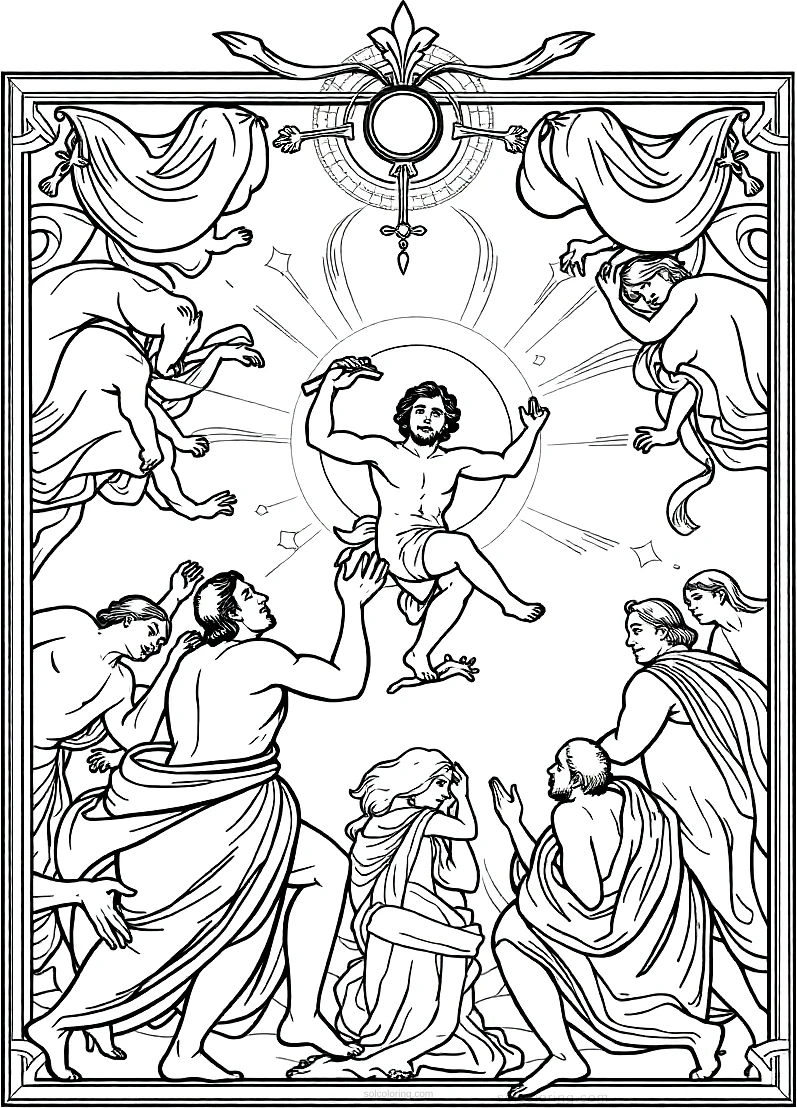 The Creation Of Adam Ceiling coloring pages