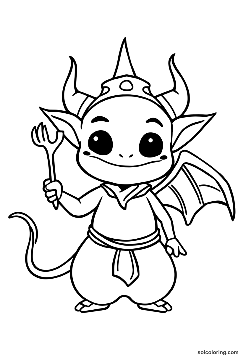 Cute Cartoon The djinn demanding the merchant's life in one year coloring page, free printable cute cartoon style