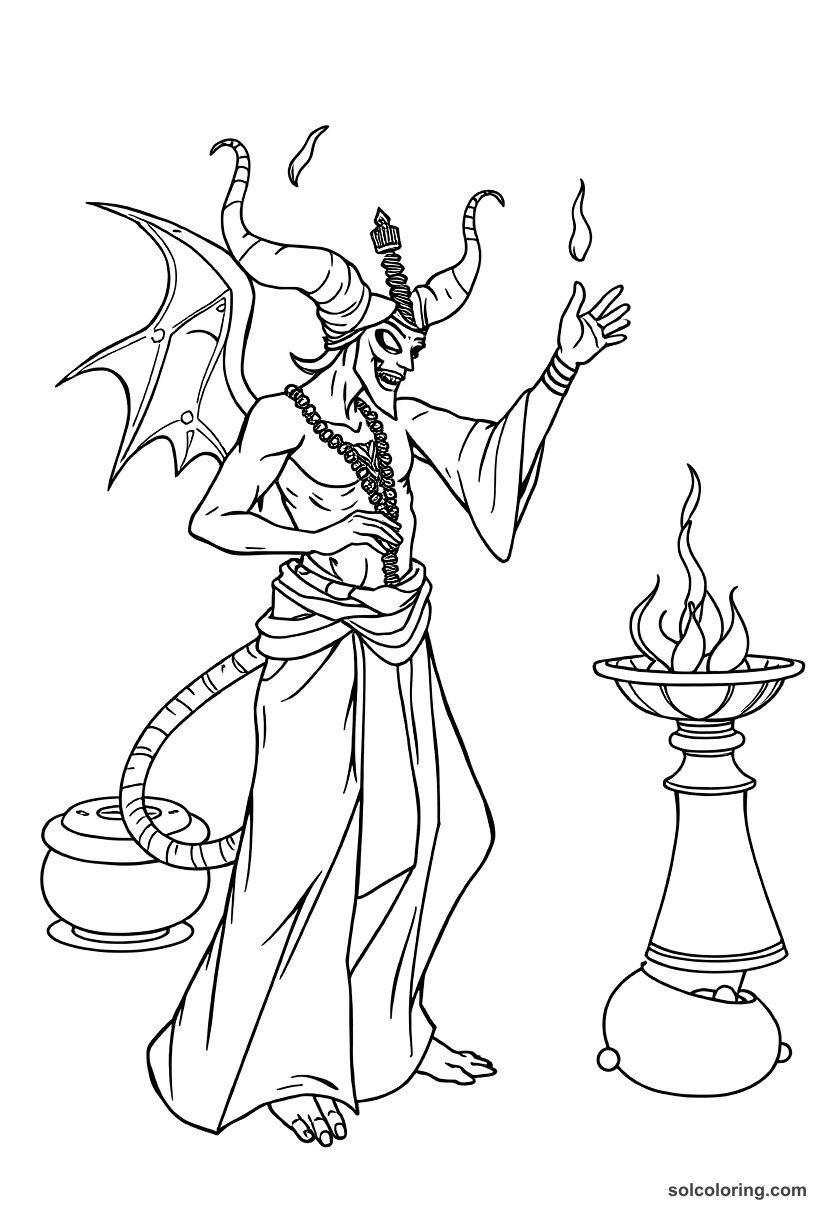 The Djinn Demanding The Merchant S Life In One Year coloring pages