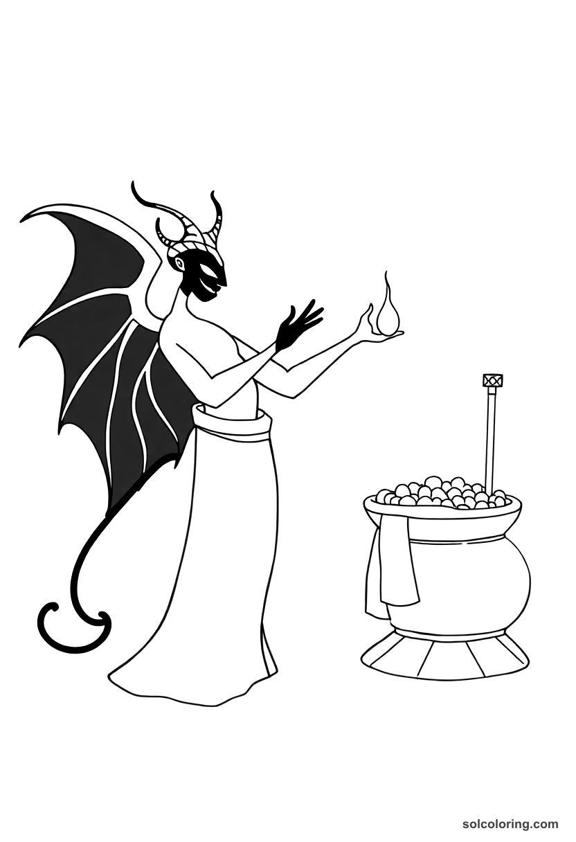 Simple The djinn demanding the merchant's life in one year coloring page, free printable simple style
