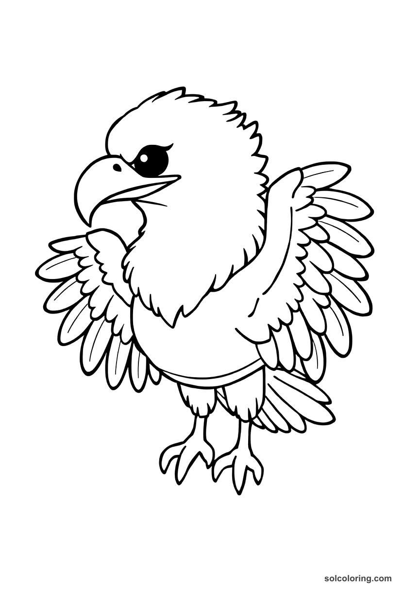 Chibi The eagle carrying Sinbad from the valley coloring page, free printable chibi style