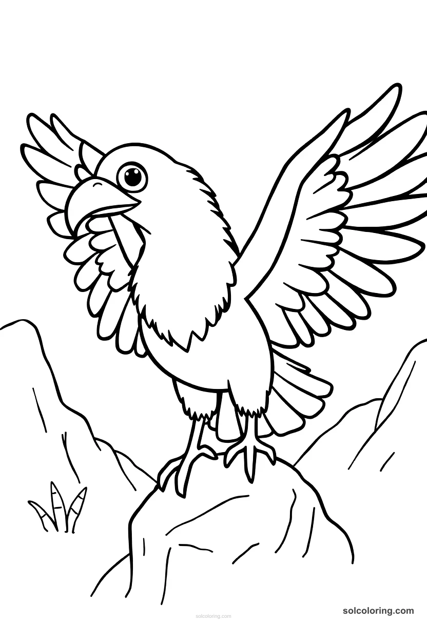 Cute Cartoon The eagle carrying Sinbad from the valley cute cartoon coloring page for kids