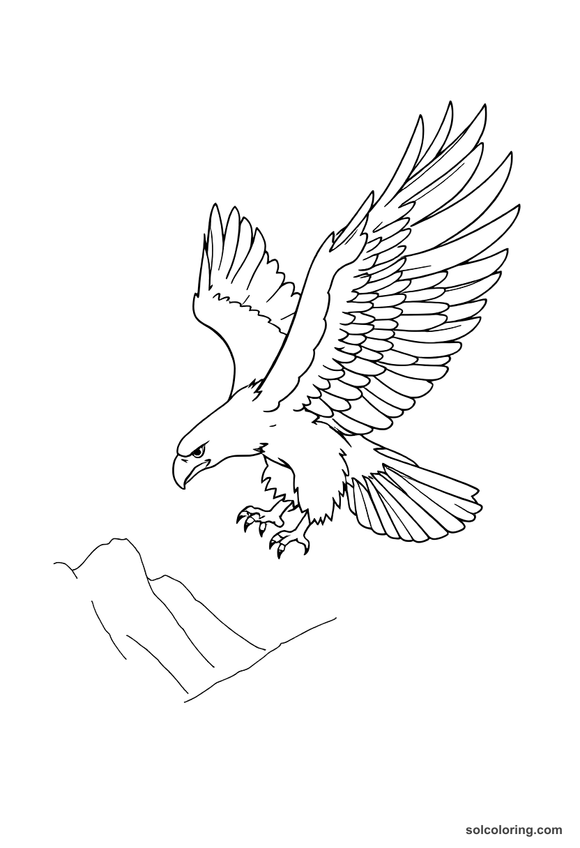Simple The eagle carrying Sinbad from the valley coloring page, free printable simple style