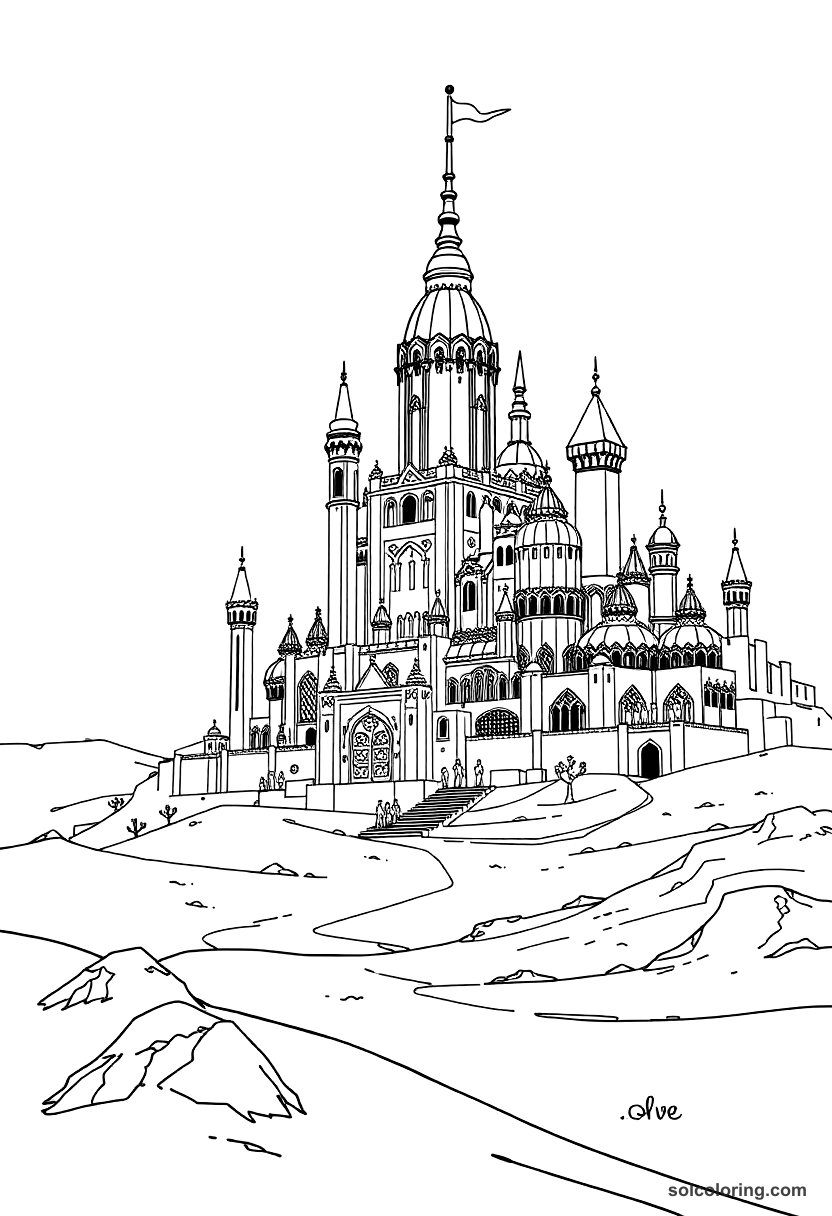 The Enchanted City Of Brass Rising From The Sand coloring pages