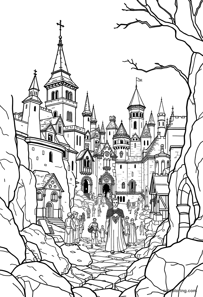 The Enchanted City Where Half The People Are Stone coloring pages
