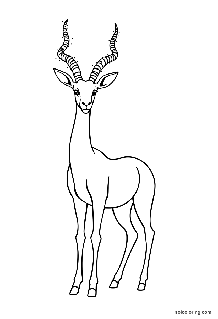 Simple The enchanted gazelle standing beside the sheikh coloring page, free printable simple style