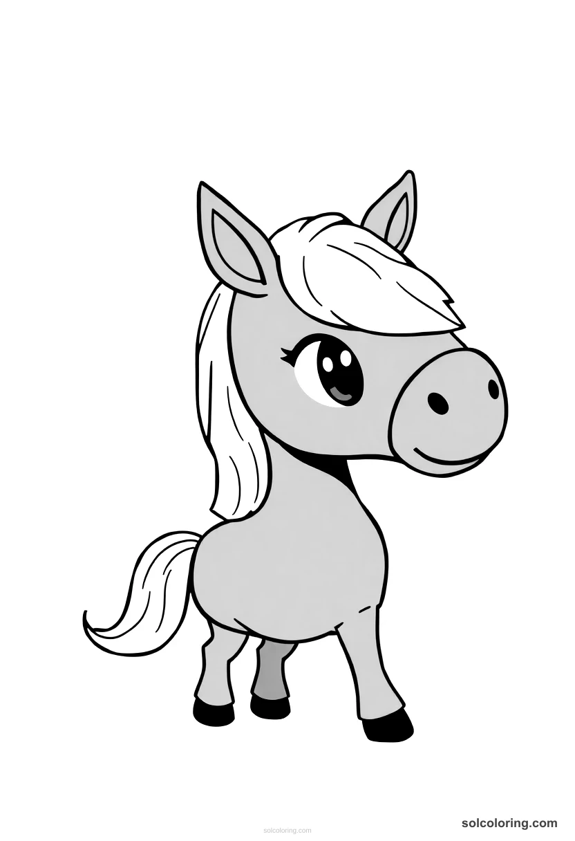 Chibi The enchanted horse made of ebony wood chibi coloring page for kids