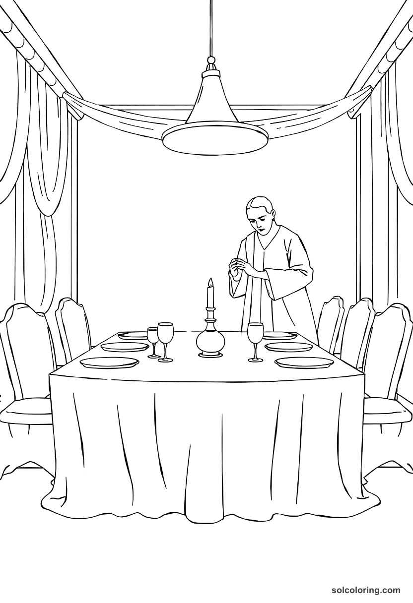 The Feast Table Set By An Invisible Servant coloring pages