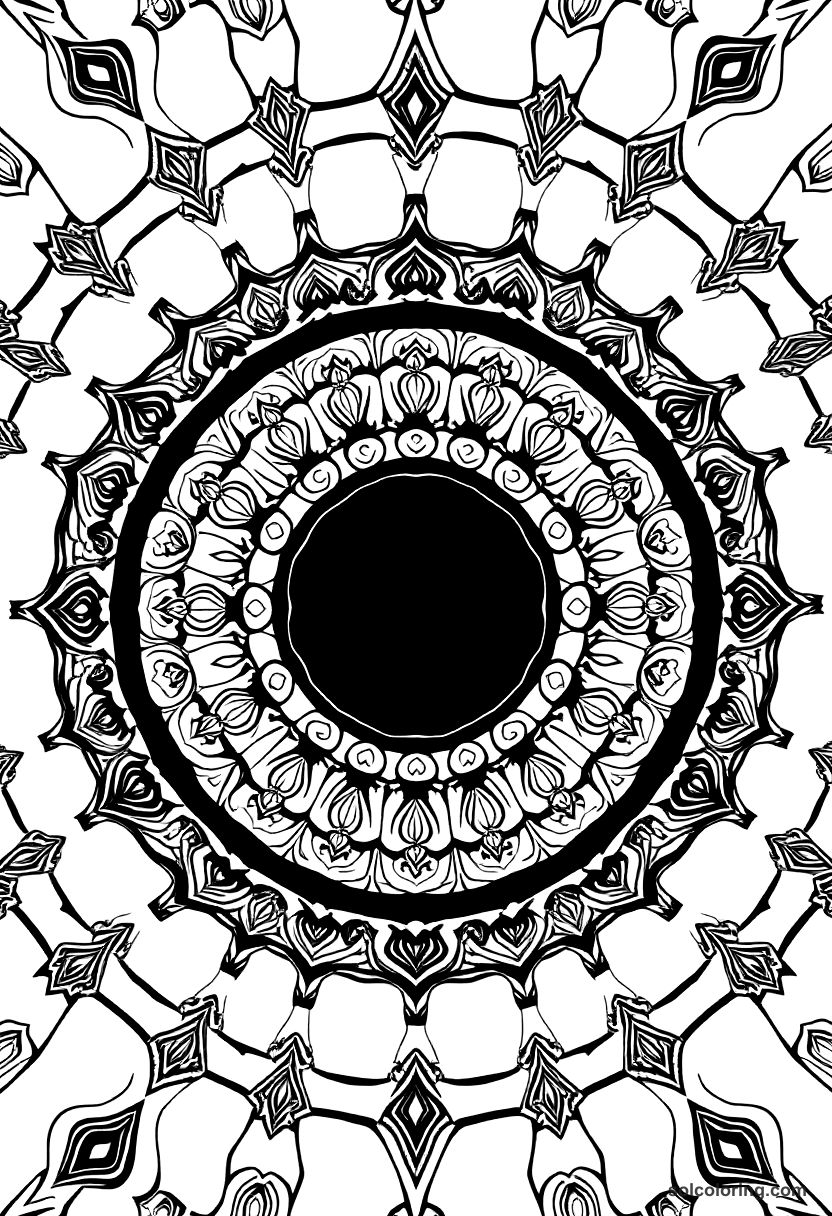 Mandala The forbidden fortieth room with its secret coloring page, free printable mandala style