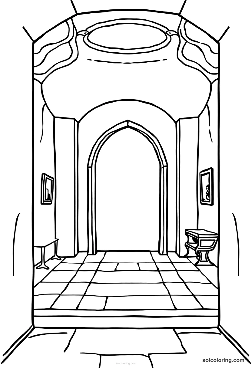 Simple The forbidden fortieth room with its secret simple coloring page for kids