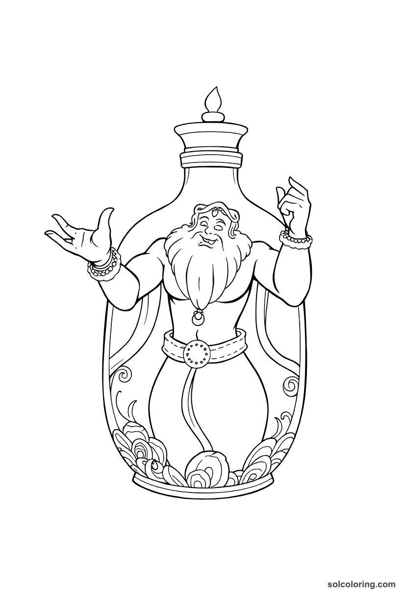 The Genie Trapped In A Brass Bottle coloring pages