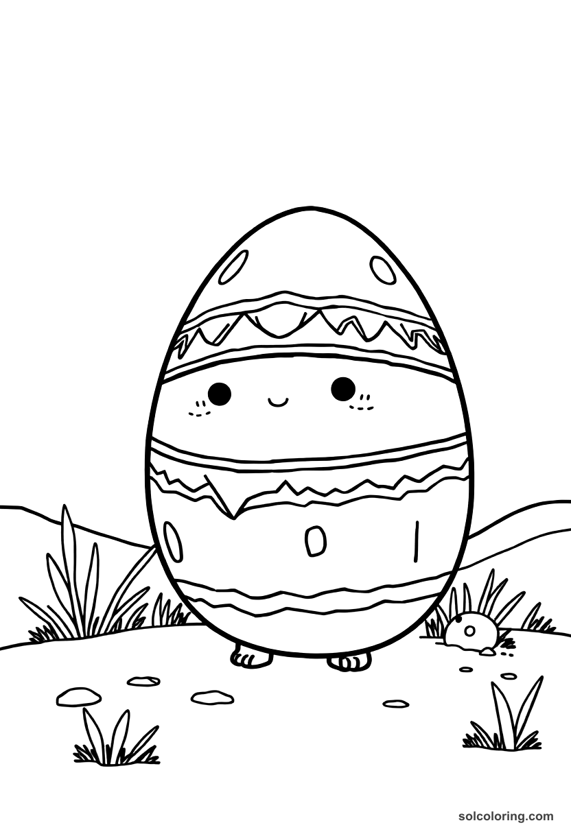 Chibi The giant rukh egg in the valley coloring page, free printable chibi style