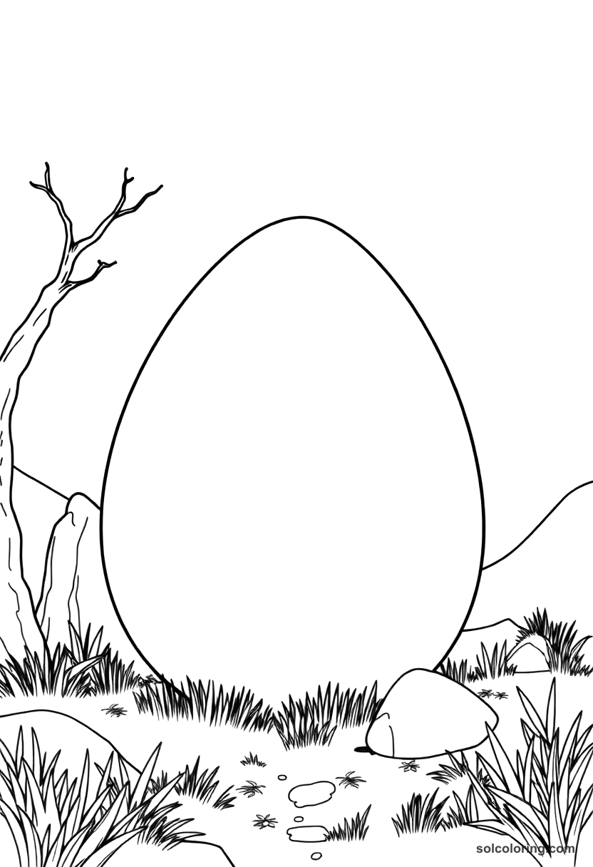 Simple The giant rukh egg in the valley coloring page, free printable simple style