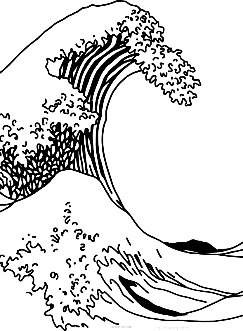 The Great Wave coloring page for kids