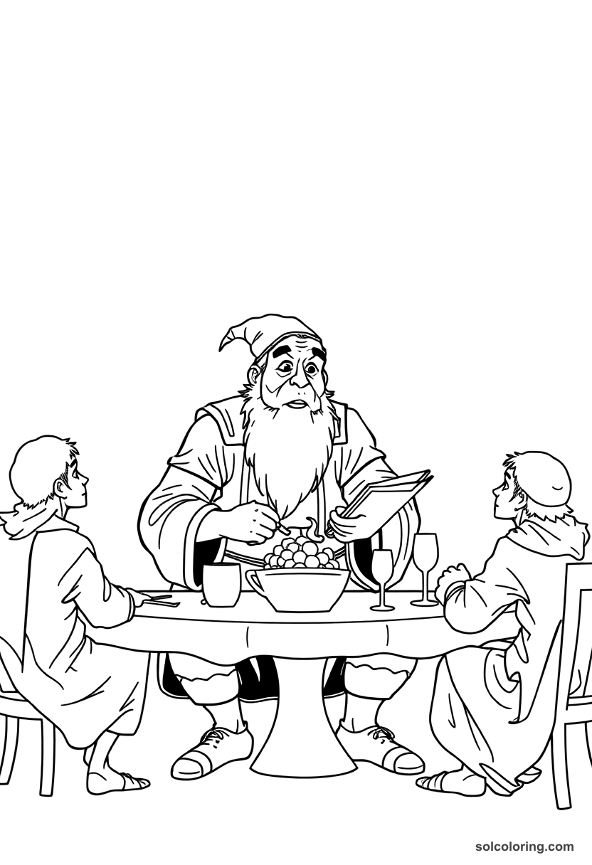 The Hunchback Telling His Tale At The Dinner Table coloring pages