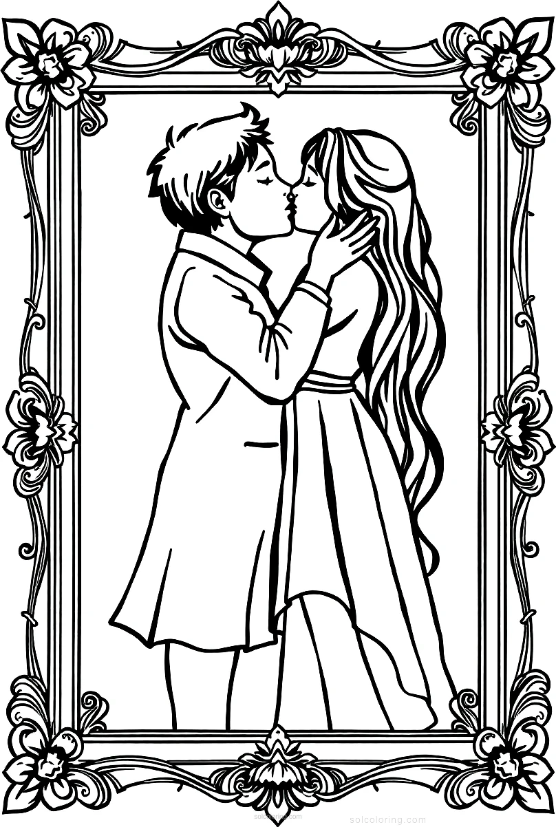 The Kiss Painting coloring page for kids