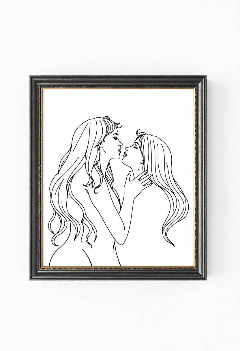 The Kiss Painting coloring page, free printable