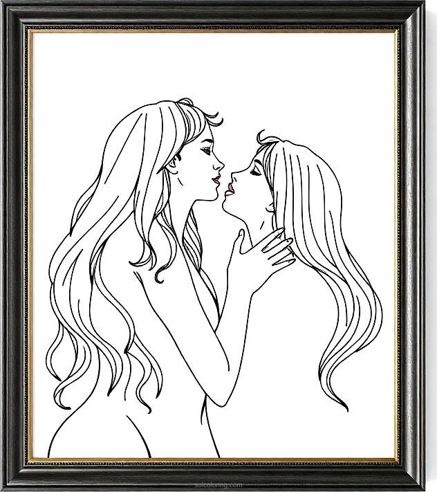 The Kiss Painting coloring page for kids