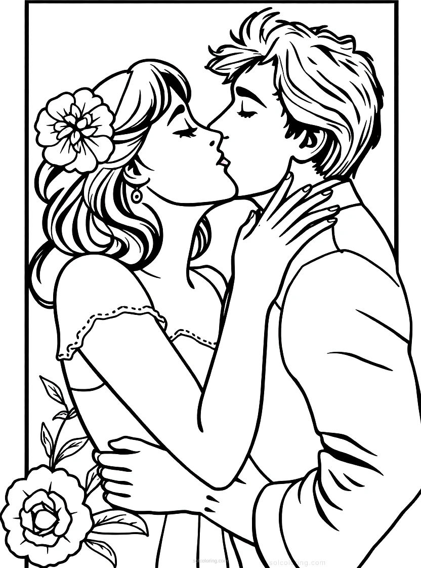 The Kiss Painting coloring page for kids