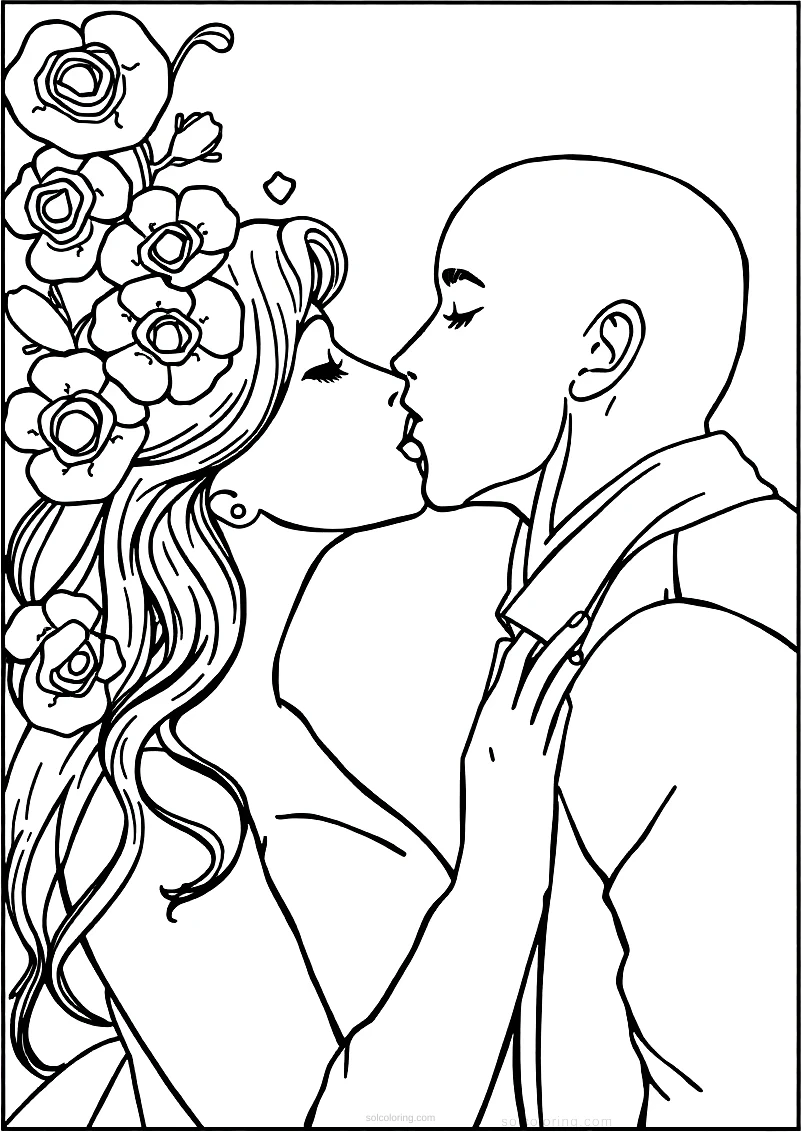 The Kiss Painting coloring page for kids