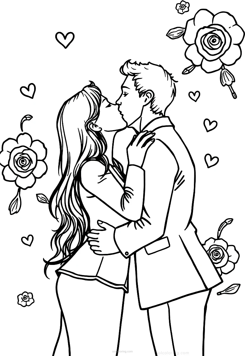 The Kiss Painting coloring pages