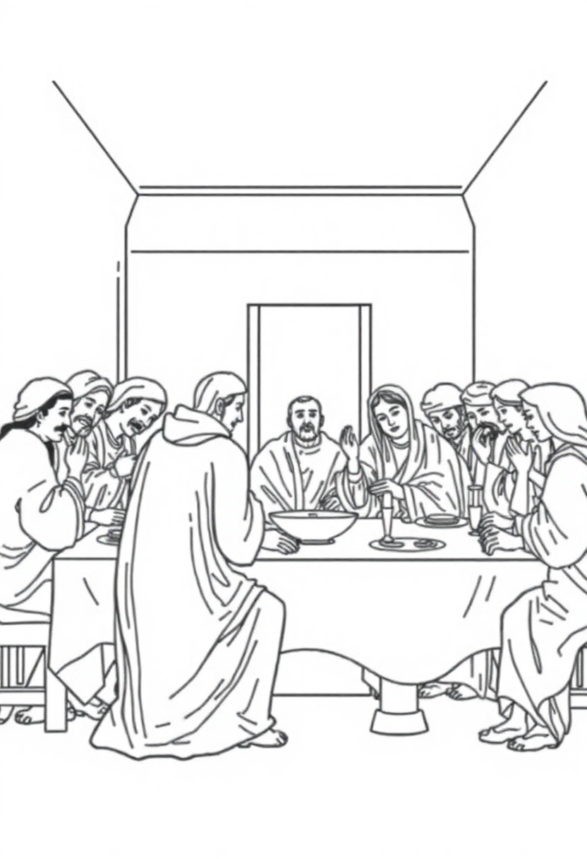 The Last Supper Scene coloring page, free printable