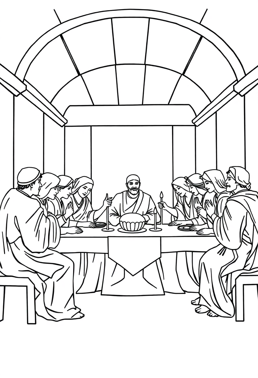The Last Supper Scene coloring page, free printable