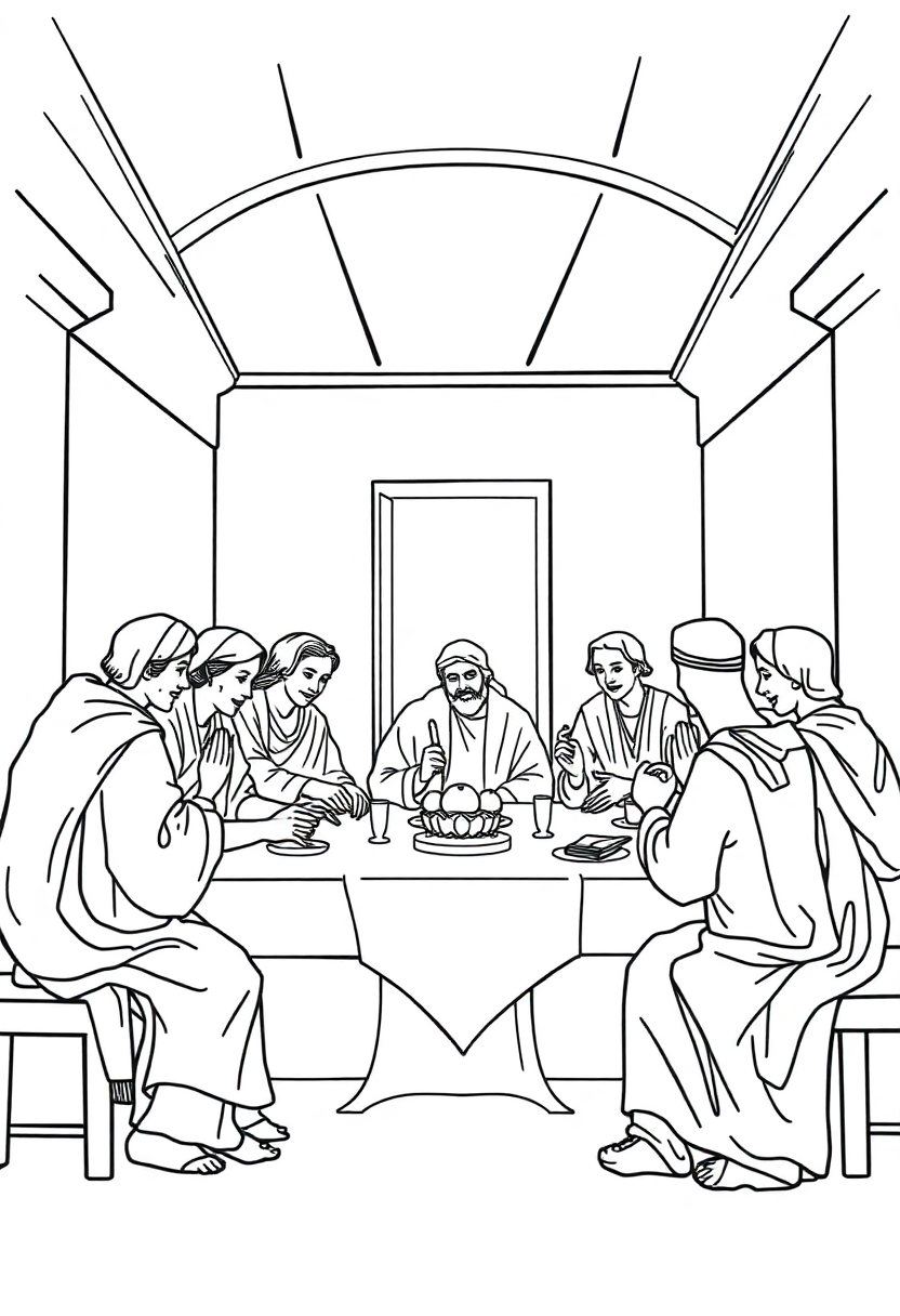The Last Supper Scene coloring page, free printable